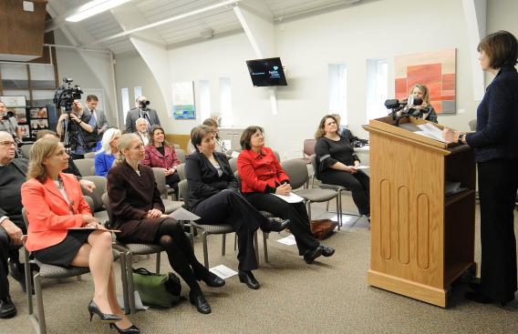 Dartmouth-Hitchcock CEO and President Joanne M. Conroy, MD, speaking to an audience.