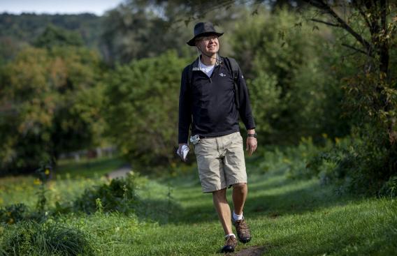 Stig Hansen enjoying a trail walk in the sunshine