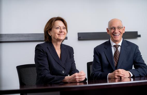 Dartmouth-Hitchcock Health CEO and President Joanne Conroy, MD (left) and GraniteOne Health CEO Joseph Pepe, MD (right)