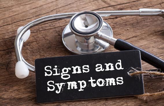 Signs and Symptoms sign with a stethoscope